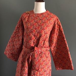 XS-S Vibrant quilted cotton super long cozy ethnic coat